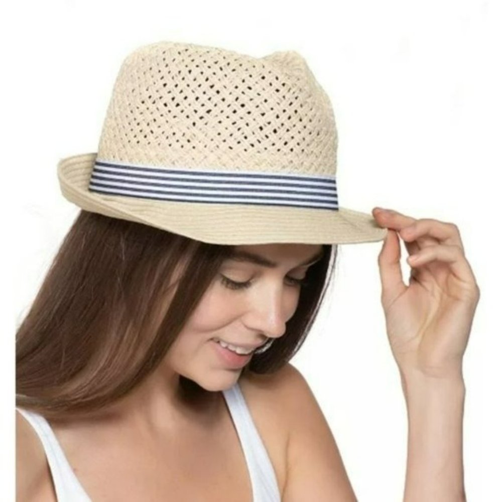 INC International Concepts Open-Braid Fedora - Tan - Picture 1 of 3